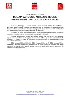 DDL APPALTI - “BENE RIPRISTINO CLAUSOLA SOCIALE”